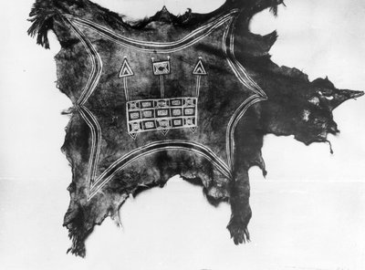 Painted buffalo hide, Ute Indian, c.1888-1910 by American Photographer
